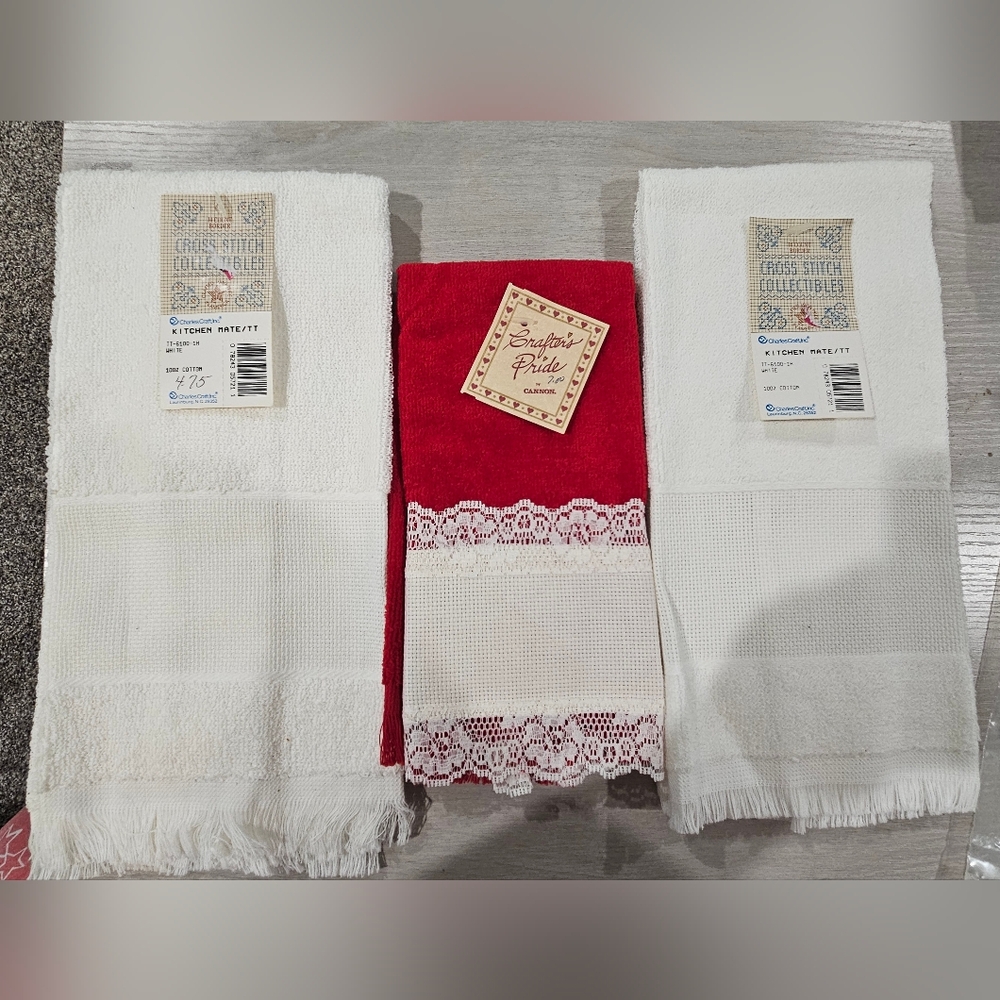 Counted Cross Stitch Cotton Towels NWT
